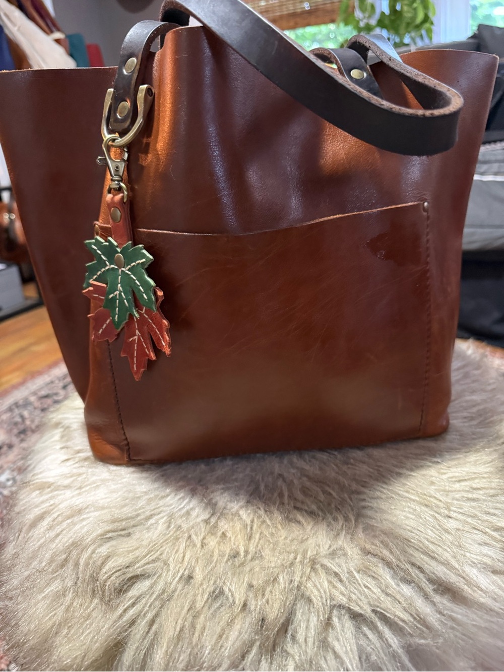 OG Etsy Portland Leather Tote Bag in Chestnut Brown